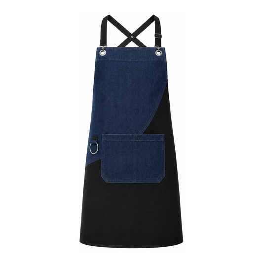 Blue and black denim twill work apron by PODIA