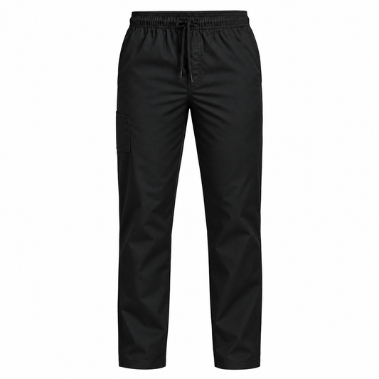 Μαύρο παντελόνι σεφ slim fit με κορδόνι