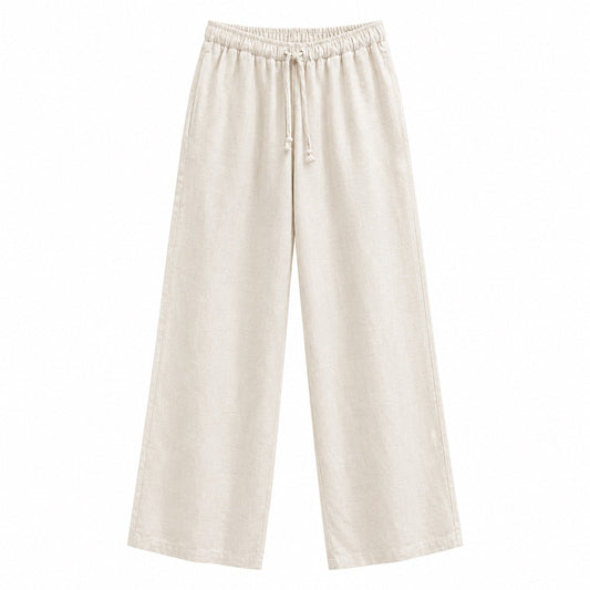 Women's linen wide leg hospitality trousers