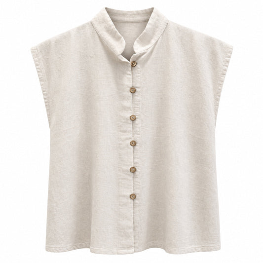 Women's linen sleeveless hospitality top