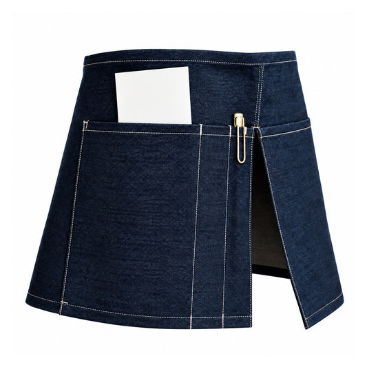 Women's service apron in stonewashed denim
